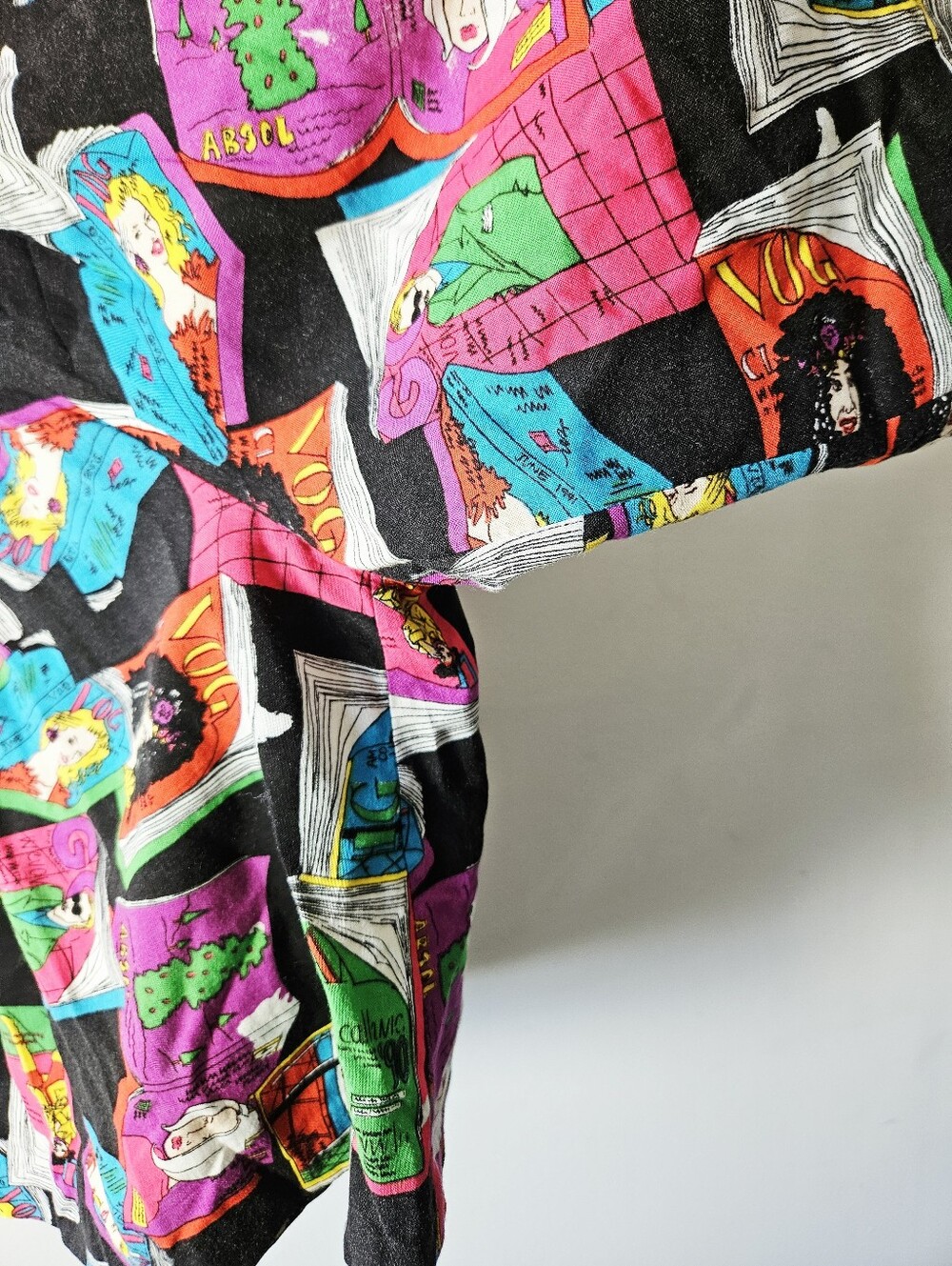 Vintage 80s Two Roads Pop Art Shorts Size M High Rise Flowy Colorful Vogue - Picture 5 of 6